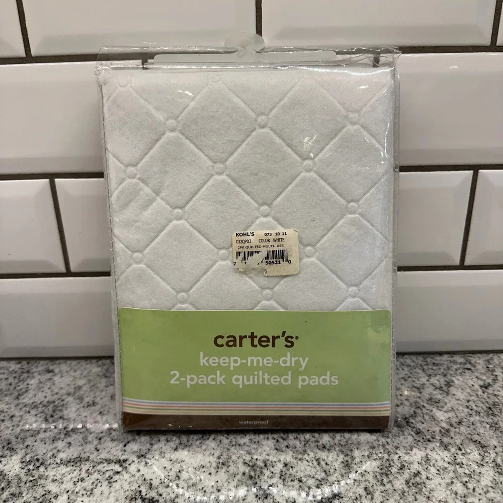 Carter's‎ Kids Quilted Pads White 2-Pack Waterproof Keep-Me-Dry C32QP02 Nursery